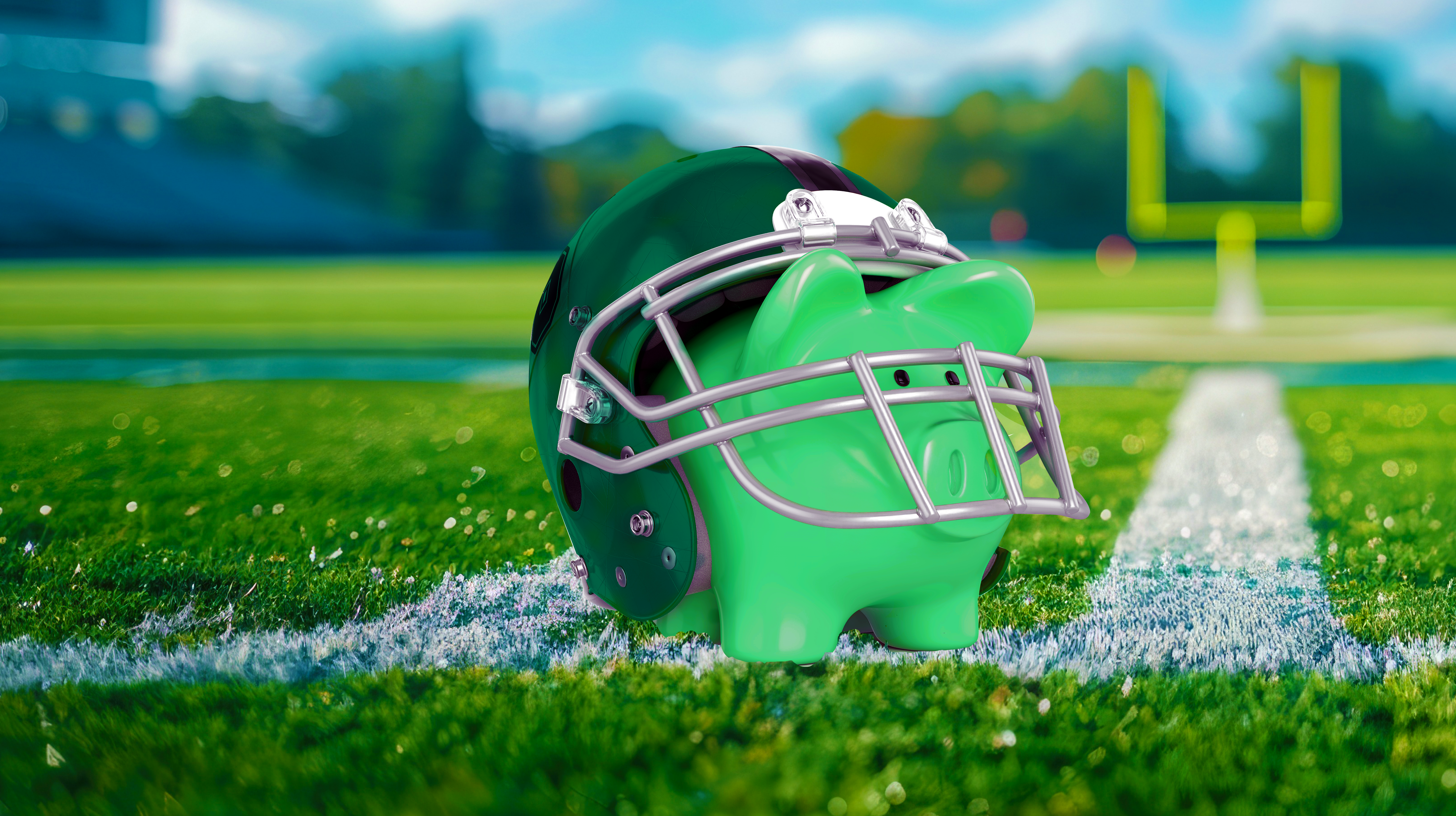 Solid-Banner pig with football helmet